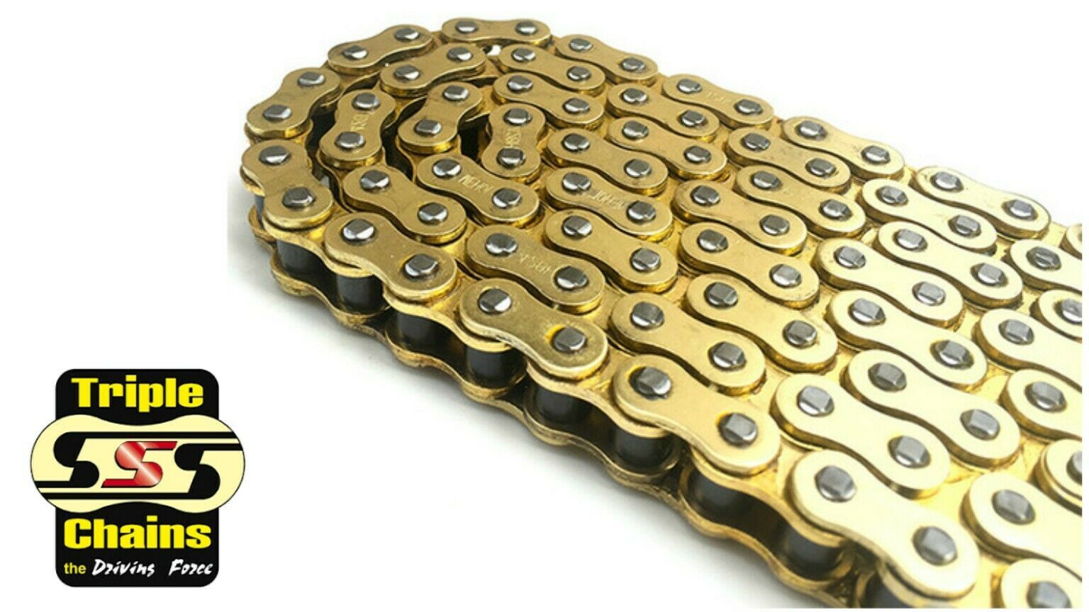 Triple S 530 oring motorcycle chain 114 links road street dirt off road mx gold