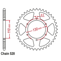 48t Steel Rear Sprocket for 1981 Honda XR200R - Standard Gearing 520 Pitch
