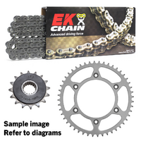 EK O-Ring Chain & Sprocket Kit for 2025 KTM 390 SMCR - 15/45 (Rubber Backed Front Sprocket)