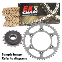 EK Gold X-Ring Chain & Sprocket Kit for 2014-2023 KTM 1290 Super Duke 16/38 - Rubber Cush Front Sprocket