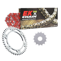 EK Red ZVX Chain & Sprocket Kit for 2002-2014 Hyosung GT650 Comet 15/44