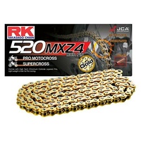 RK 520 MXZ4 Heavy Duty Race Track MX Motorbike Chain - 120 links Gold