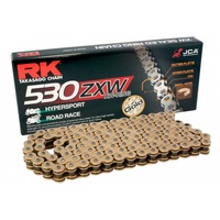 RK 530 ZXW Heavy Duty X-Ring Motorbike Chain - 120 Links Gold