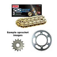 RK Gold Chain & Sprocket Kit for 2008-2016 Triumph Street Triple 675 15/47