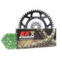 Green EK Chain & Sprocket Kit Kawasaki KX250F 06-10 - Black Alloy Rear 13/48