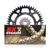 Gold EK Chain & Sprocket Kit Husqvarna FX450 17-21 - Black Alloy Rear 13/48