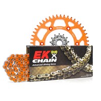 EK Orange Chain & Alloy Sprocket Kit for 2008-2017 KTM 85 SX - 14/46 (428 Pitch)
