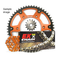 Orange Stealth/Orange Chain EK Chain & Sprocket Kit for 2000-2002 KTM 520 EXC 14/50