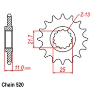 520 Pitch 14t Steel Front Sprocket for 1999-2023 Yamaha YZF-R6