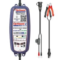 OptiMate 2 Duo 5-step 12V / 12.8V 2A AGM & Litihum Battery Charger & Tester