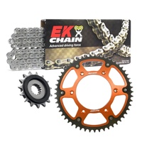 EK Chain & Orange Stealth Sprocket Kit for 2015-2024 KTM 1290 Super Adventure / R / S - 16/44