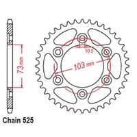 43t Steel Rear Sprocket for 2017-2021 Ducati 950 Multistrada