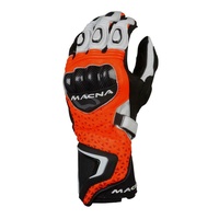 Macna Track R Mens Leather Race Motorbike Gloves - Red / Black