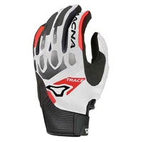 Macna Trace Mens Short Neoprene Summer Motorbike Gloves - White / Black / Red