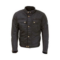Merlin Perton Mens Waterproof Waxed Cotton Motorbike Jacket - Black