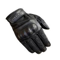 Merlin Ranton Mens Waxed Cotton / Leather Armour Motorbike Gloves - Black