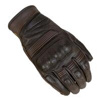 Merlins Thirsk Mens Leather CE Motorbike Gloves - Black Brown