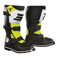 Shot Race 2 Kids Boots - Black/White/Neon Yellow