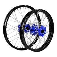 States MX Wheel Set for 2019 Husqvarna TE150 Carby 21/18 - Black/Blue