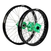 States MX Wheel Set for 2019-2023 Kawasaki KX250 4T 21/19 - Black/Green