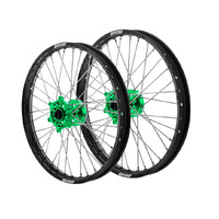 States MX Wheel Set for 1998-2000 Kawasaki KX80 - 17/14 Black/Green