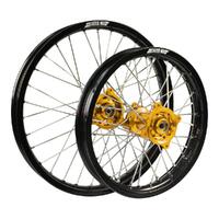 States MX Wheel Set for 2001-2008 Suzuki RM250 - 21/19 Black/Gold