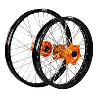 States MX Wheel Set for 2022 KTM 250 EXCF Six Days - 21/18 Black/Orange