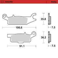 Moto-Master Left Brake Pads for 2009-2014 Yamaha YFM550 Fa Grizzly (for one caliper)