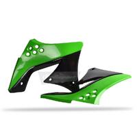 Polisport Green / Black Radiator Scoops for 2009-2012 Kawasaki KX250F