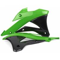 Polisport Green / Black Radiator Scoops for 2014-2022 Kawasaki KX85 Big Wheel