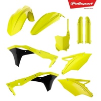 Polisport Offroad MX Fluoro Yellow Orange Plastics Kit 2019-2020 Kawasaki KX250
