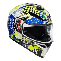 AGV K3 SV Pop White / Blue / Lime Green Full Face Motorbike Helmet 