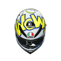 AGV K3 SV 2021 Design Bubble Motorbike Full Face Helmet - Blue/White/Fluro Yellow