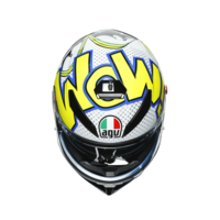 AGV K3 SV 2021 Design Bubble Motorbike Full Face Helmet - Blue/White/Fluro Yellow