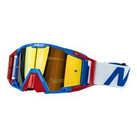 Nitro NV-100 Dark Horizon White/Blue/Red MX Motocross Motorbike Goggles - CE Approved