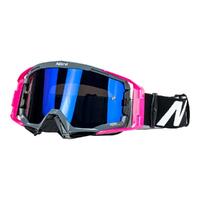 Nitro NV-150 Motorbike MX Goggles - Grey & Pink Frame / Blue Lens