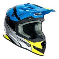 Nitro MX700 Youth Recoil Black/Light Blue/Silver/Fluro Motorbike Helmet