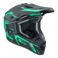 Nitro MX760 Satin Black/Teal Motorbike Helmet