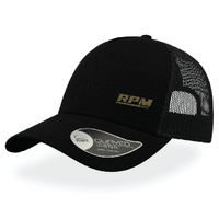RPM Moto Cotton Rapper Curved Peak Cap - Black