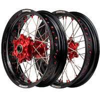 Cush Drive Supermoto Wheel Set (Black/Red 17x3.5/17x4.25) for 2014-2024 Honda CRF450R
