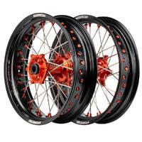Supermoto Wheel Set (Black/Orange 17x.3.5/17x4.25) for 2012-2024 KTM 500EXCF