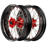 Supermoto Wheel Set (Black/Red 17x.3.5/17x4.25) for 2017-2024 Husqvarna TE150