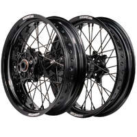 Cush Drive Supermoto Wheel Set (Black 17x.3.5/17x4.25) for 2014-2024 Husqvarna FE501