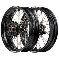 Cush Drive Supermoto Wheel Set (Black 17x3.5/17x4.25) for 2003-2010 KTM 400EXCF