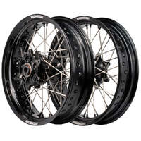 Cush Drive Supermoto Wheel Set (Black 17x3.5/17x4.25) for 2014-2016 Husqvarna TE125