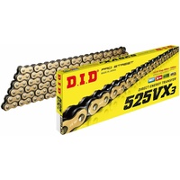 DID 525 VX3 X-Ring X-Ring Motorbike Chain - 112 links Gold/Black