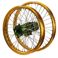 Envy/DID 21/18x2.15  Wheel Set for 1989-1992 Kawasaki KX500 - Gold/Green