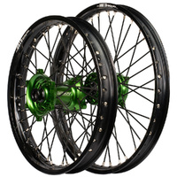 Envy/DID 21/19x2.15  Wheel Set for 1989-1992 Kawasaki KX500 - Black/Green