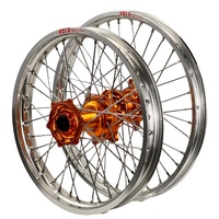 Envy/DID 21/18x2.15  Wheel Set for 2013-2014 Husaberg FE250 - Silver/Orange