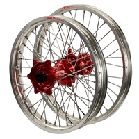 Envy/DID 21/18x2.15  Wheel Set for 2003-2012 Husaberg FE570 - Silver/Red